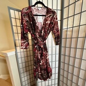 NWT LuLaRoe Michelle Maroon Paisley Wrap Dress